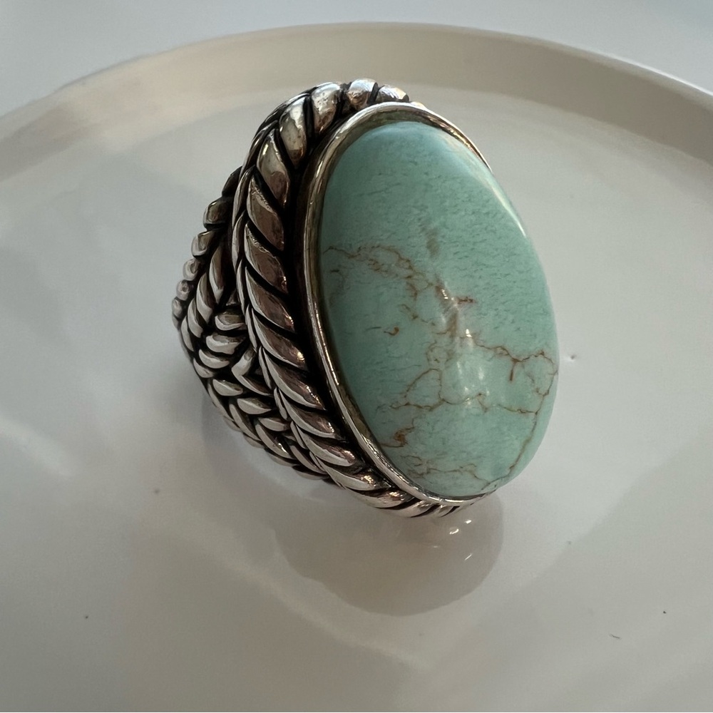 Sterling Turquoise Statement Rings Size 6.5